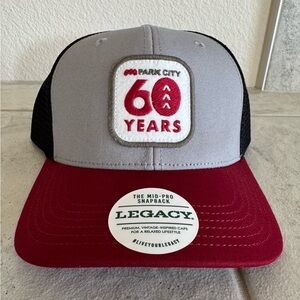 Legacy Mid-Pro SnapBack Adult Hat Park City Mountain 60 Years Ski Snowboard Utah